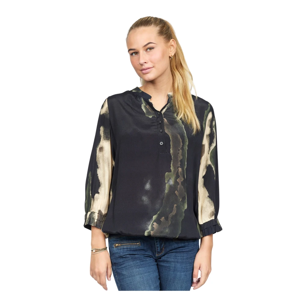 2-Biz Feminine Blouse met Abstracte Print Multicolor Dames