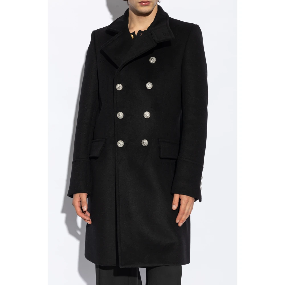 Balmain Wollen jas Black Heren
