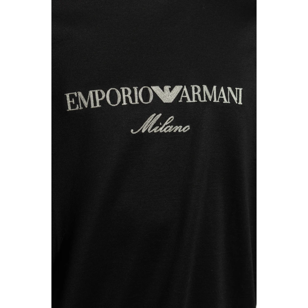 Emporio Armani T-shirt met geborduurd logo Black Heren