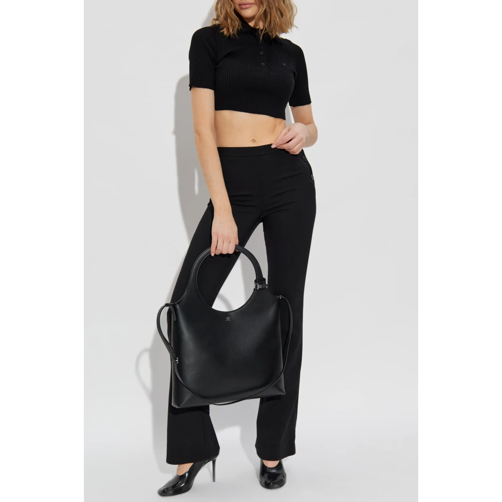 Courrèges Korte top met geborduurd logo Black Dames