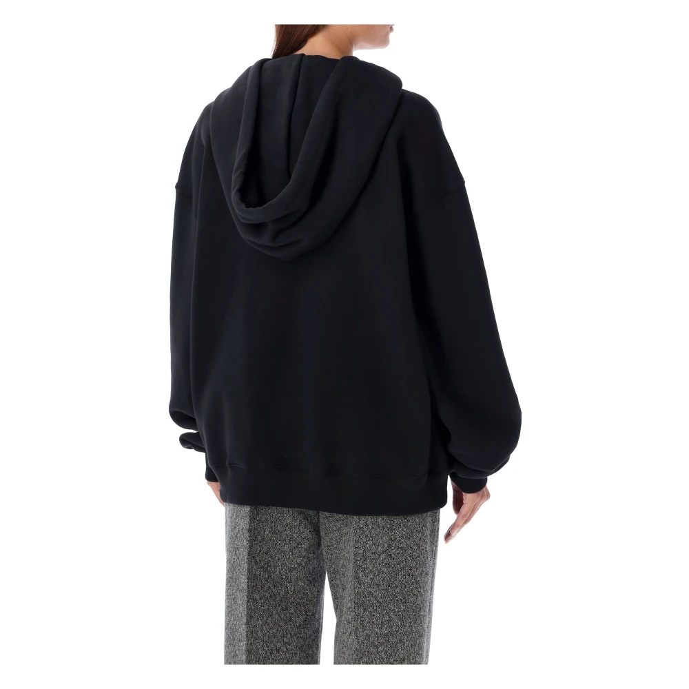 Msgm Zwart Gebreide Kleding Bedrukte Hoodie Aw24 Black Dames