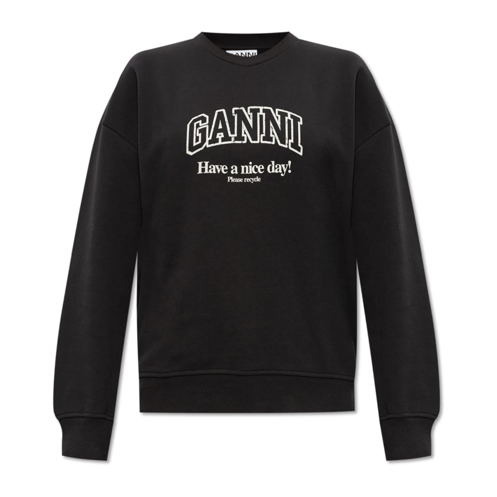Ganni Sweatshirt met logo Black Dames