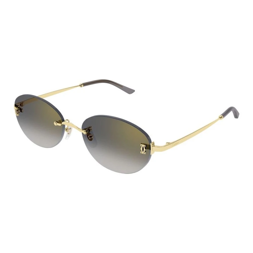 Cartier Women's Yellow Round Rimless Sunglasses - Sunglasses - 54 Mm - Accessories