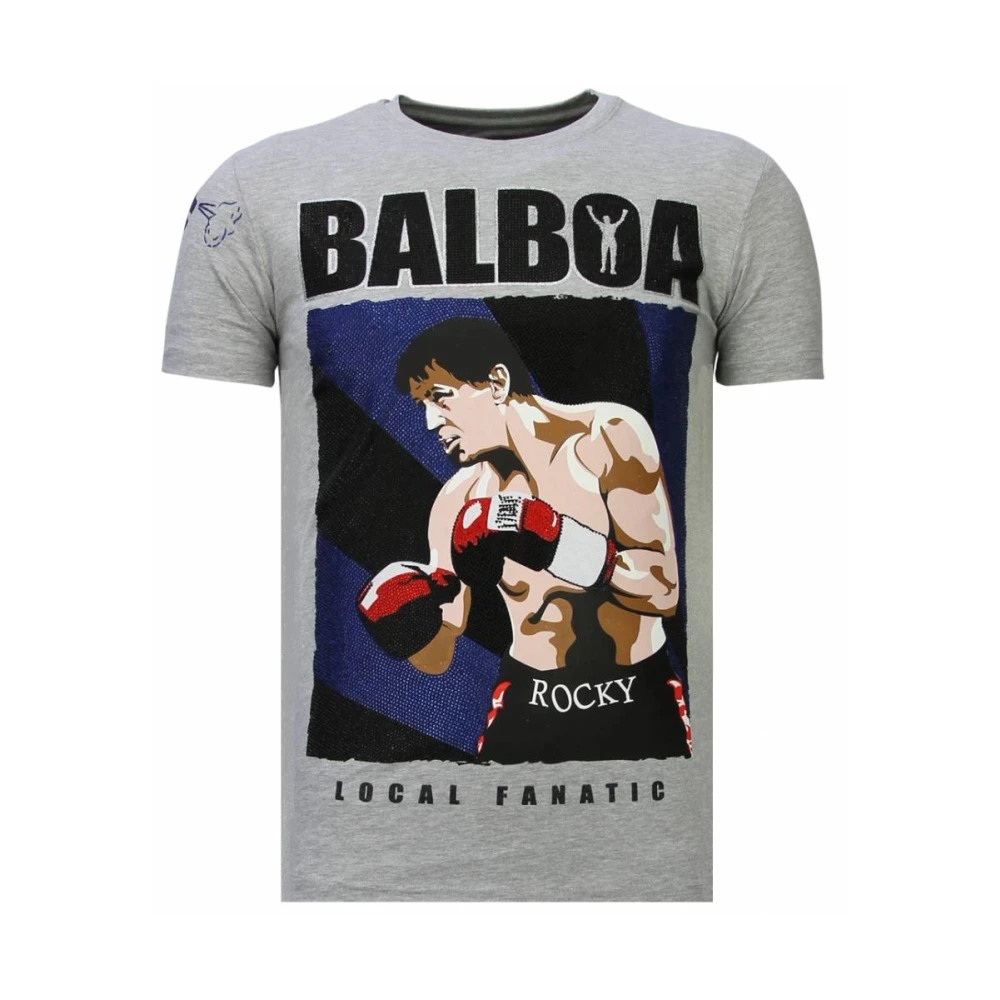 Local Fanatic Balboa Rocky Rhinestone - T shirt Herr - 13-6223G Gray, Herr
