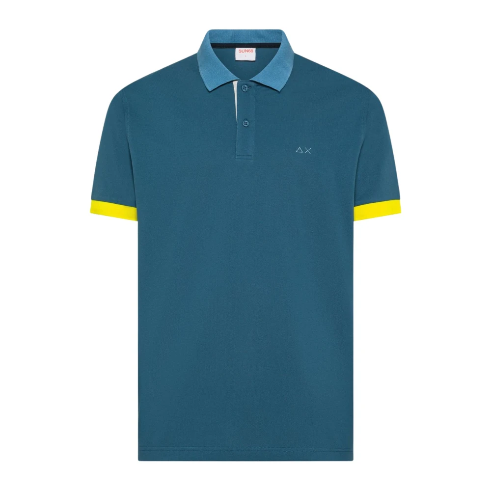 Sun68 Men's Blue Polo 3 Color Way S/S - Polo Shirts - Xl - Tops