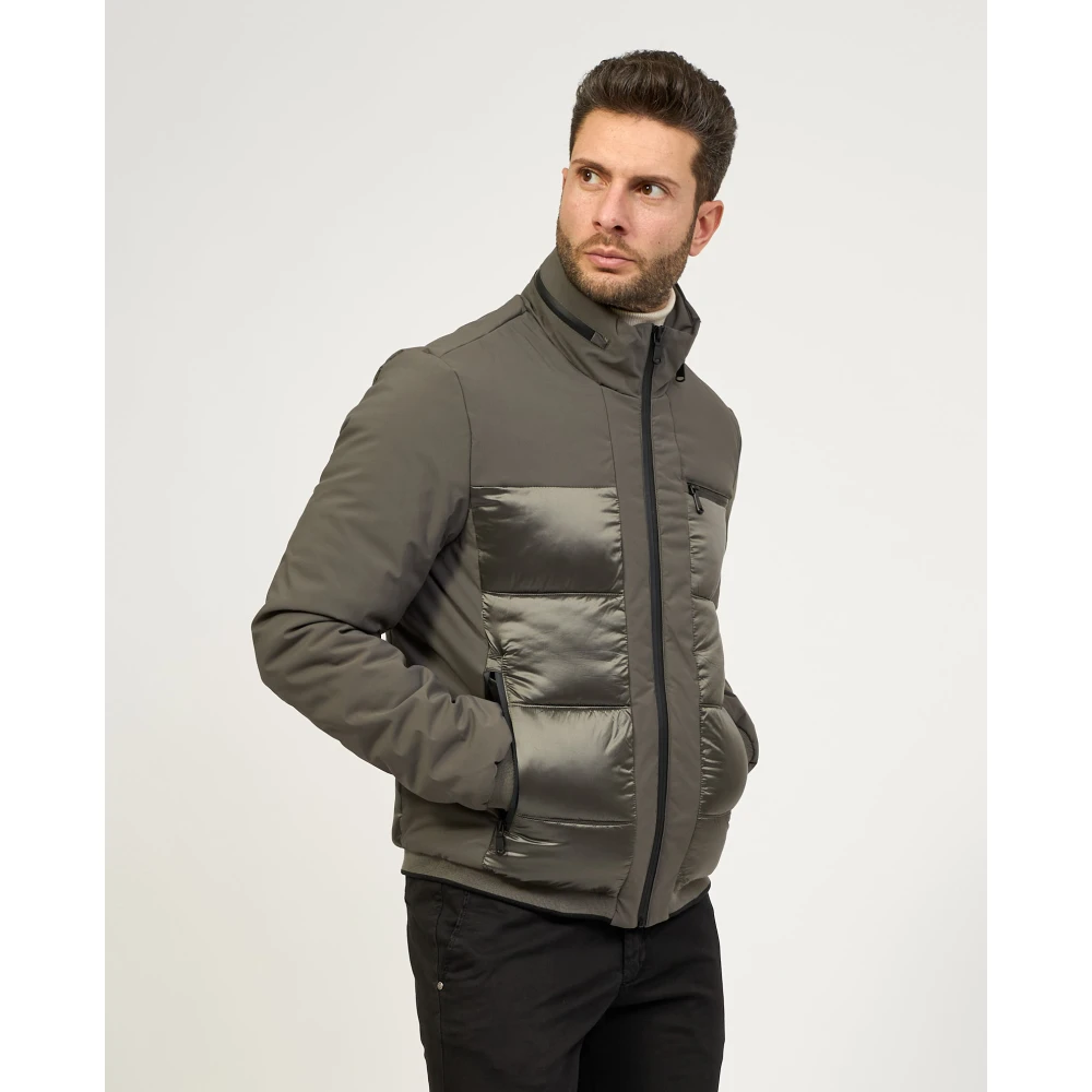 YES ZEE Militaire gewatteerde jas met softshell-inzetstukken Green Heren
