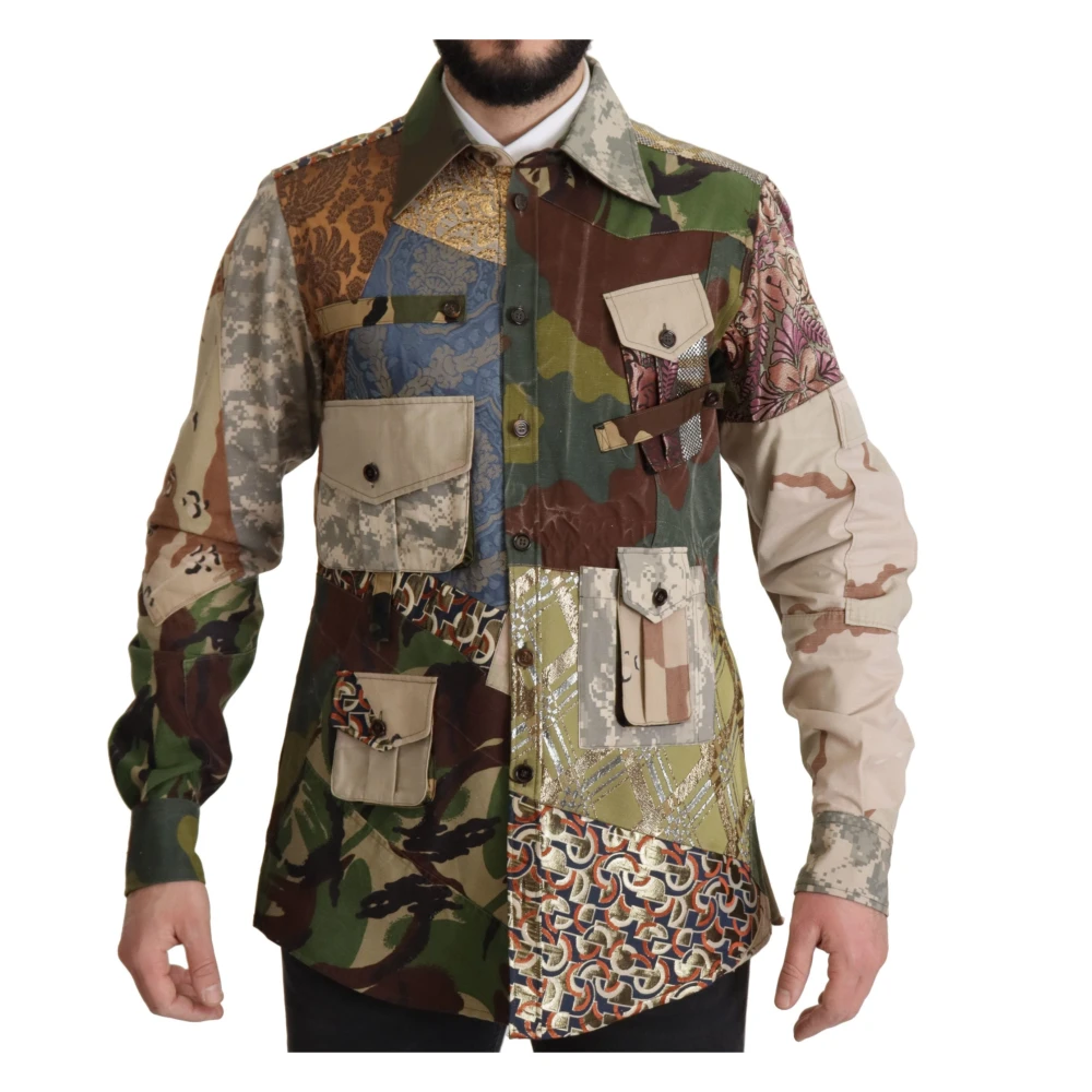 Dolce & Gabbana Men's Patchwork Camouflage Casual Shirt