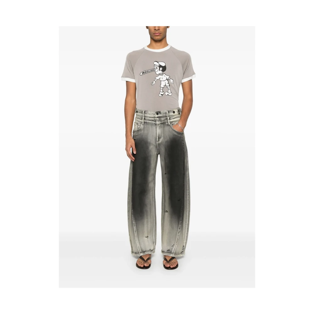 Magliano Bruine Logo Print Korte Mouw T-shirt Gray Heren