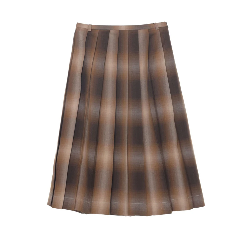 LOW Classic Bruine Geruite Geplooide Rok Brown Dames