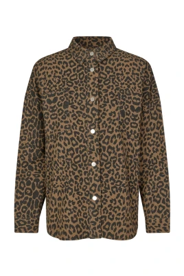 Leopardmönstrad Långärmad Skjorta
