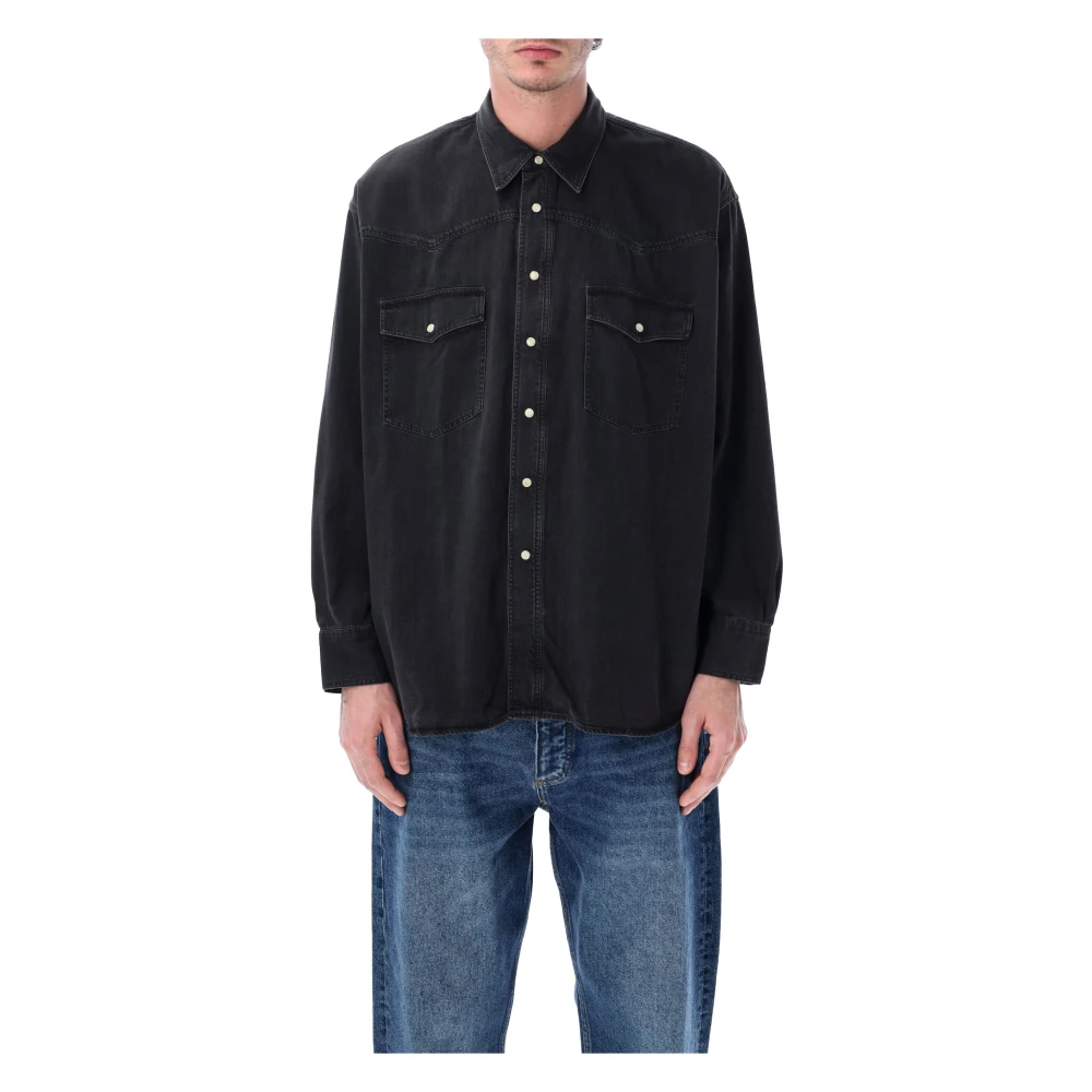 Studio Nicholson Black Denim Texana Shirt - Male - Denim Shirts - L - Shirts