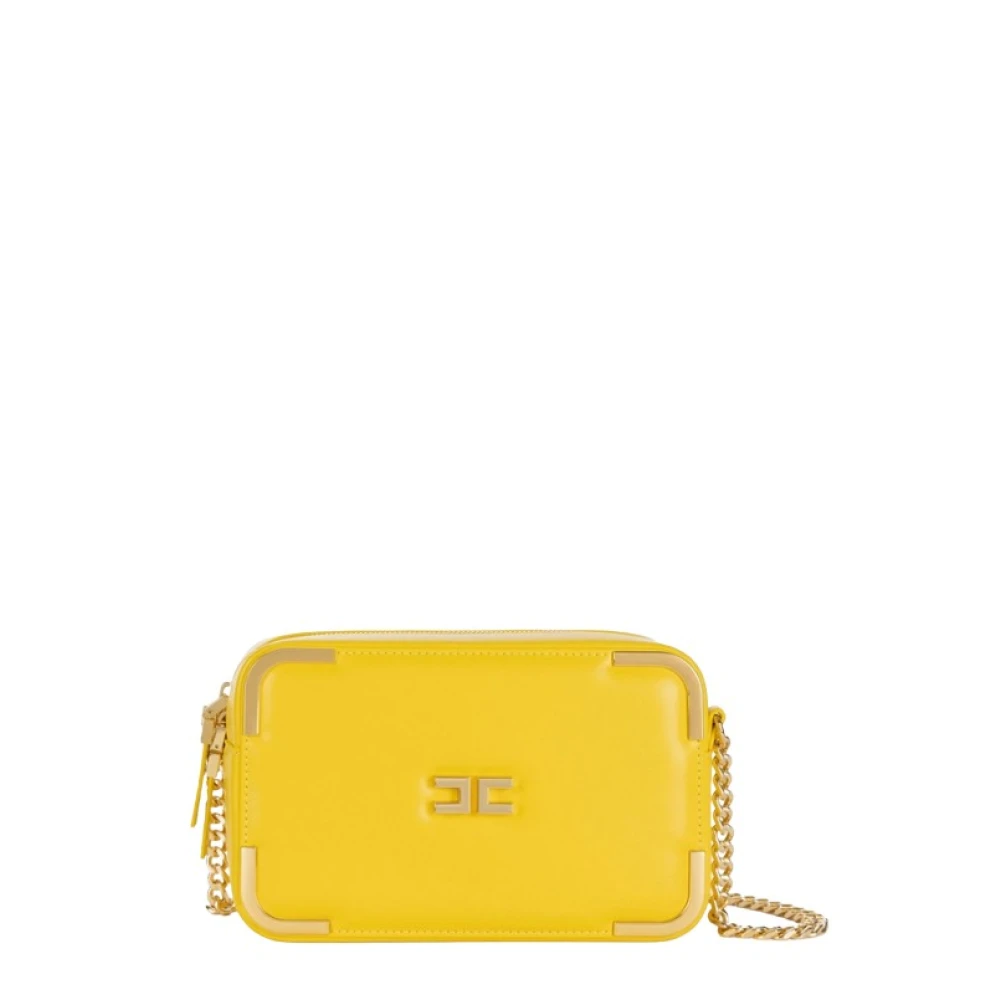 Elisabetta Franchi Gele Schoudertas met Kettingriem Yellow Dames