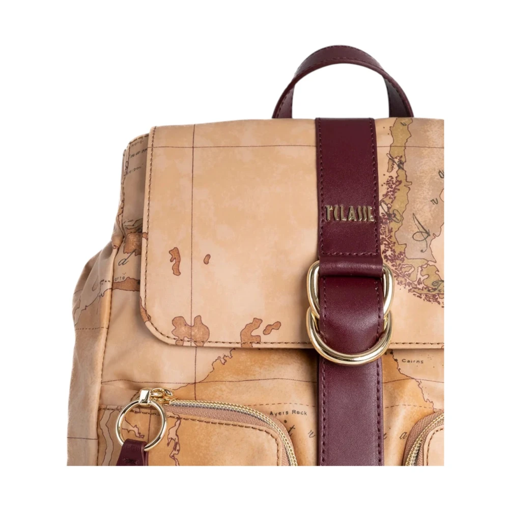 Alviero Martini 1a Classe Burgundy Geo Classic Rugzak Beige Dames