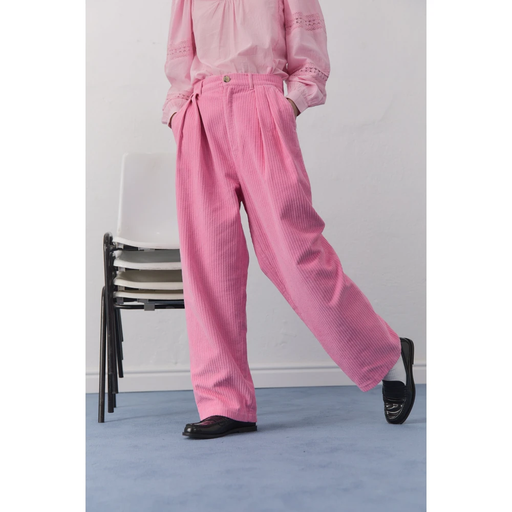 The New Society Corduroy Straight Cut Pants Pink Dames