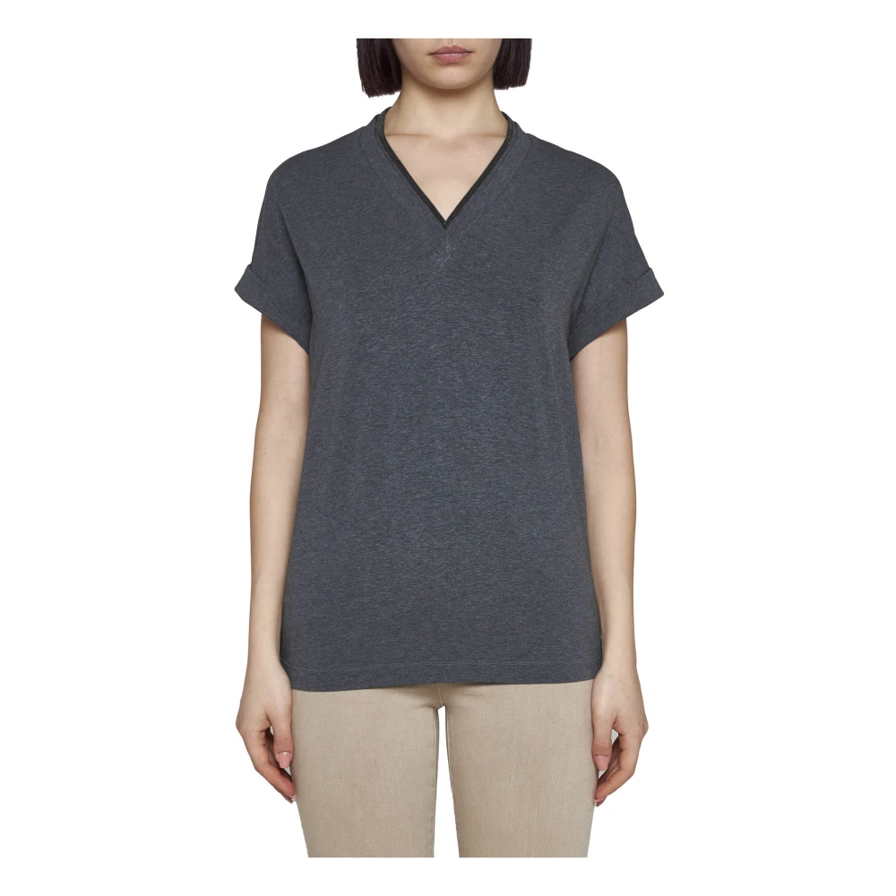 BRUNELLO CUCINELLI Grijze T-shirts en Polos Gray Dames