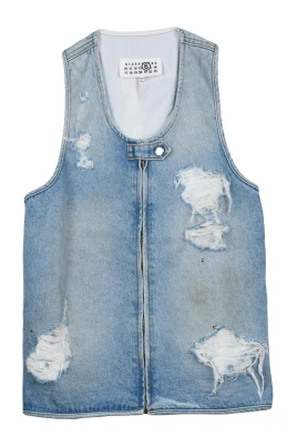 Väst i denim med dragkedja