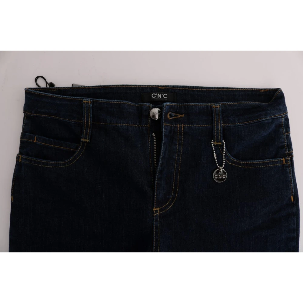 Costume National Blauwe Uitlopende Katoenen Jeans Blue Dames