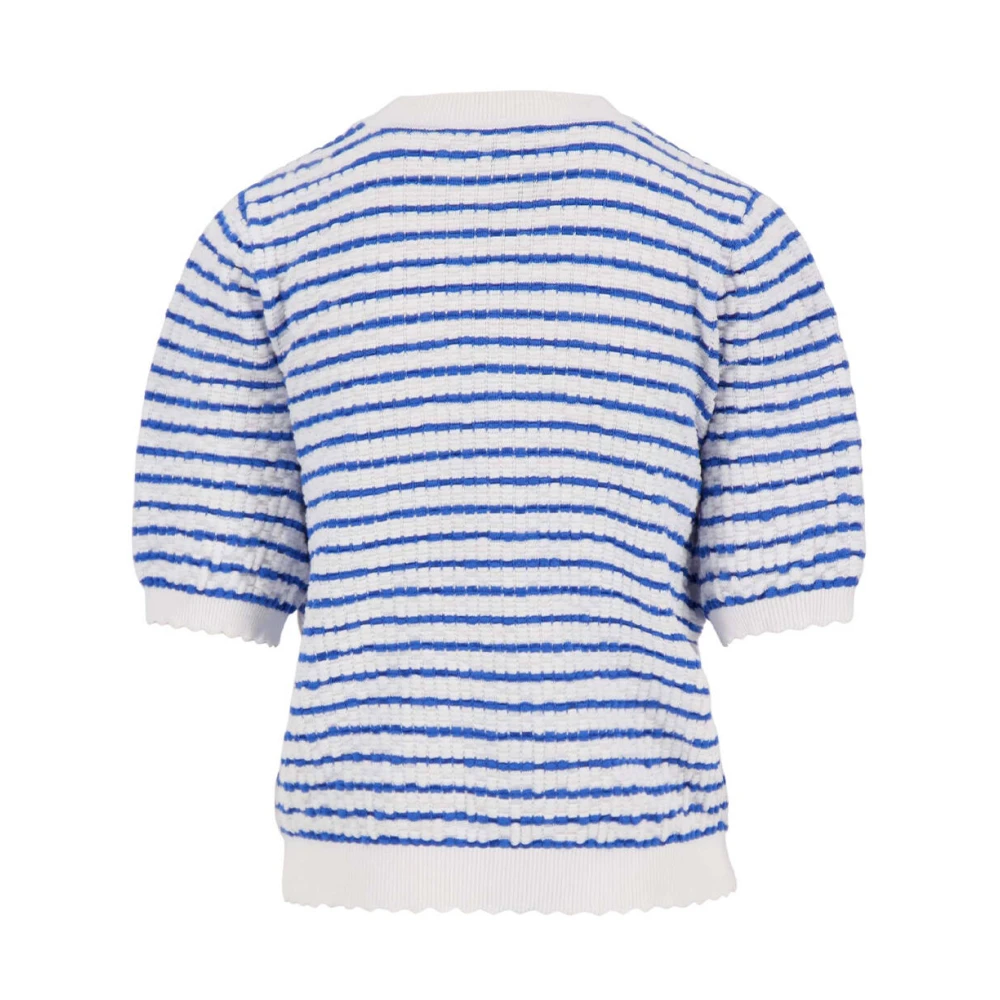 Zusss Gestreepte Korte Mouw Top Blue Dames