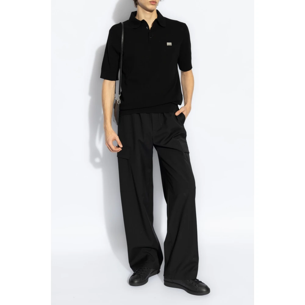 Dolce & Gabbana Polo met applicatie met gegraveerd logo Black Heren