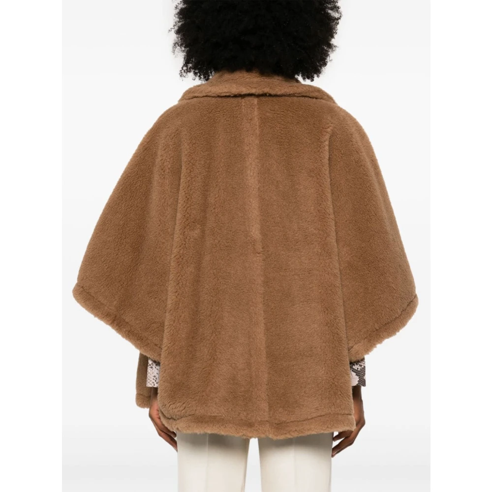 Max Mara Kameel Teddyjas met leren details Brown Dames