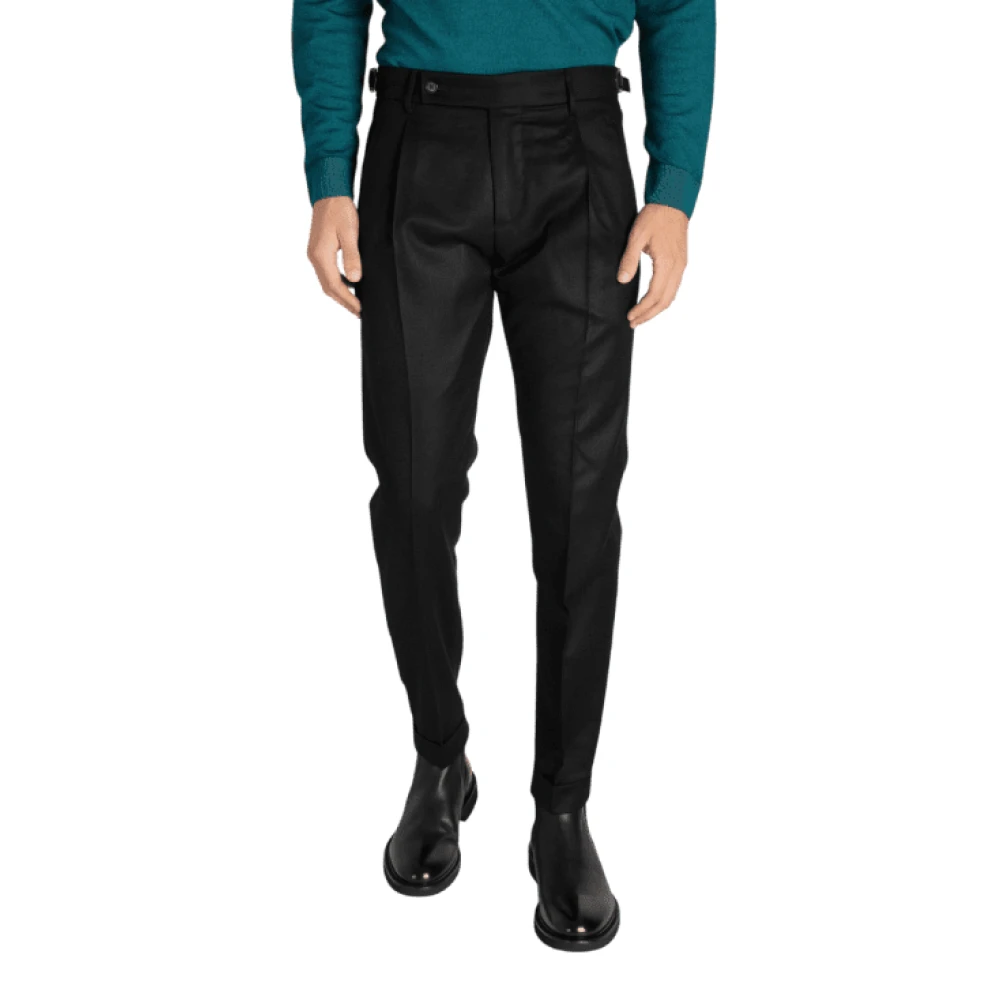 Berwich Slim Zwart Wollen Broek Black Heren