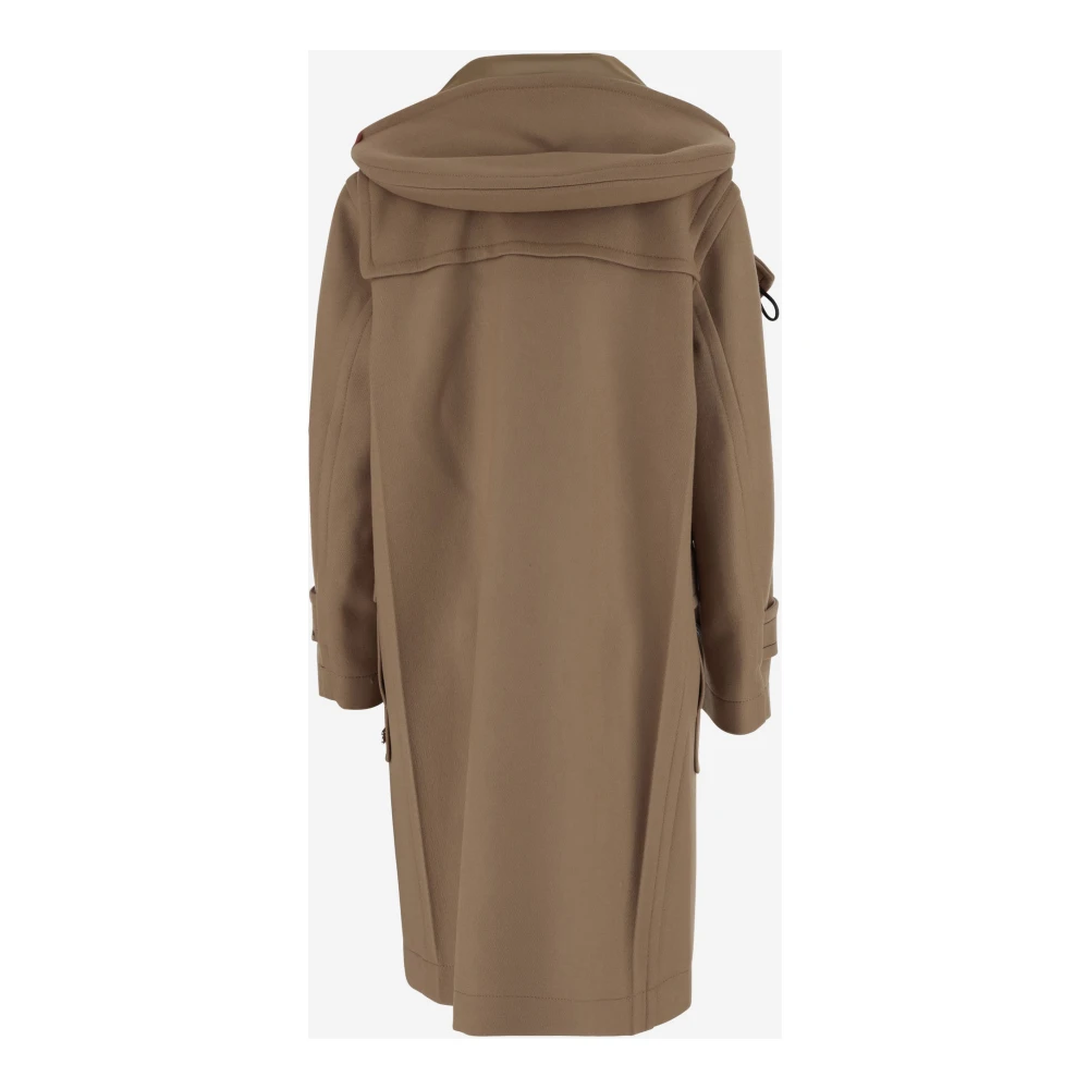 Victoria Beckham Beige Wol Hooded Lange Jas Beige Dames
