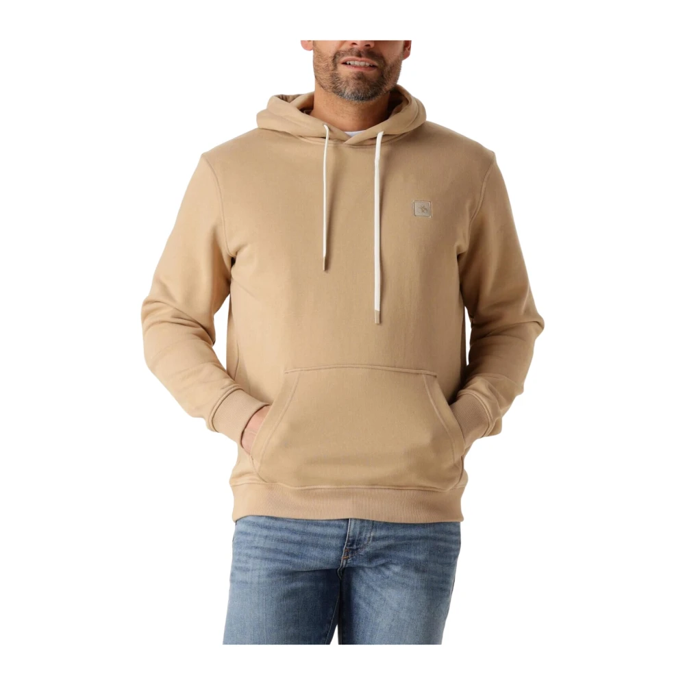 Scotch & Soda Badge Logo Hoodie Casual Stijl Brown Heren