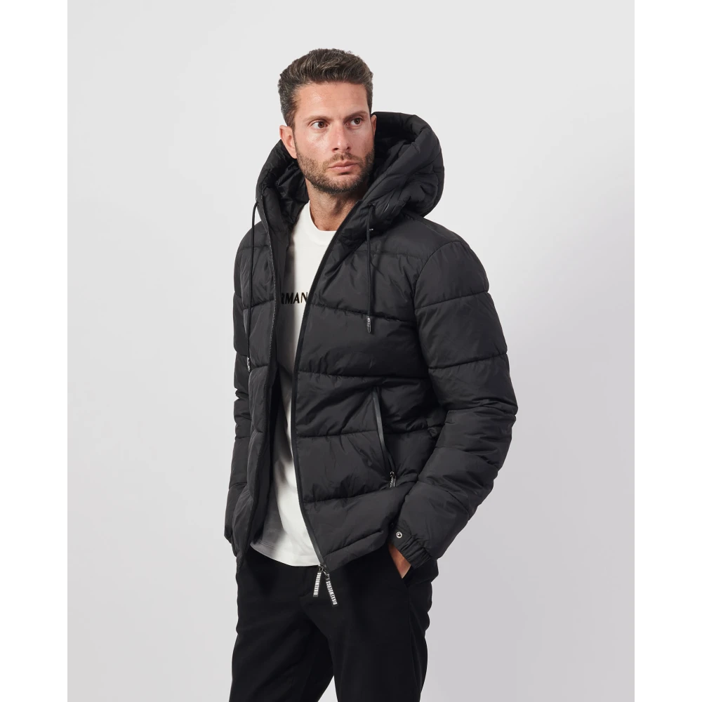 Bikkembergs Zwarte Hoodie Jas Fullzip Zakken Black Heren