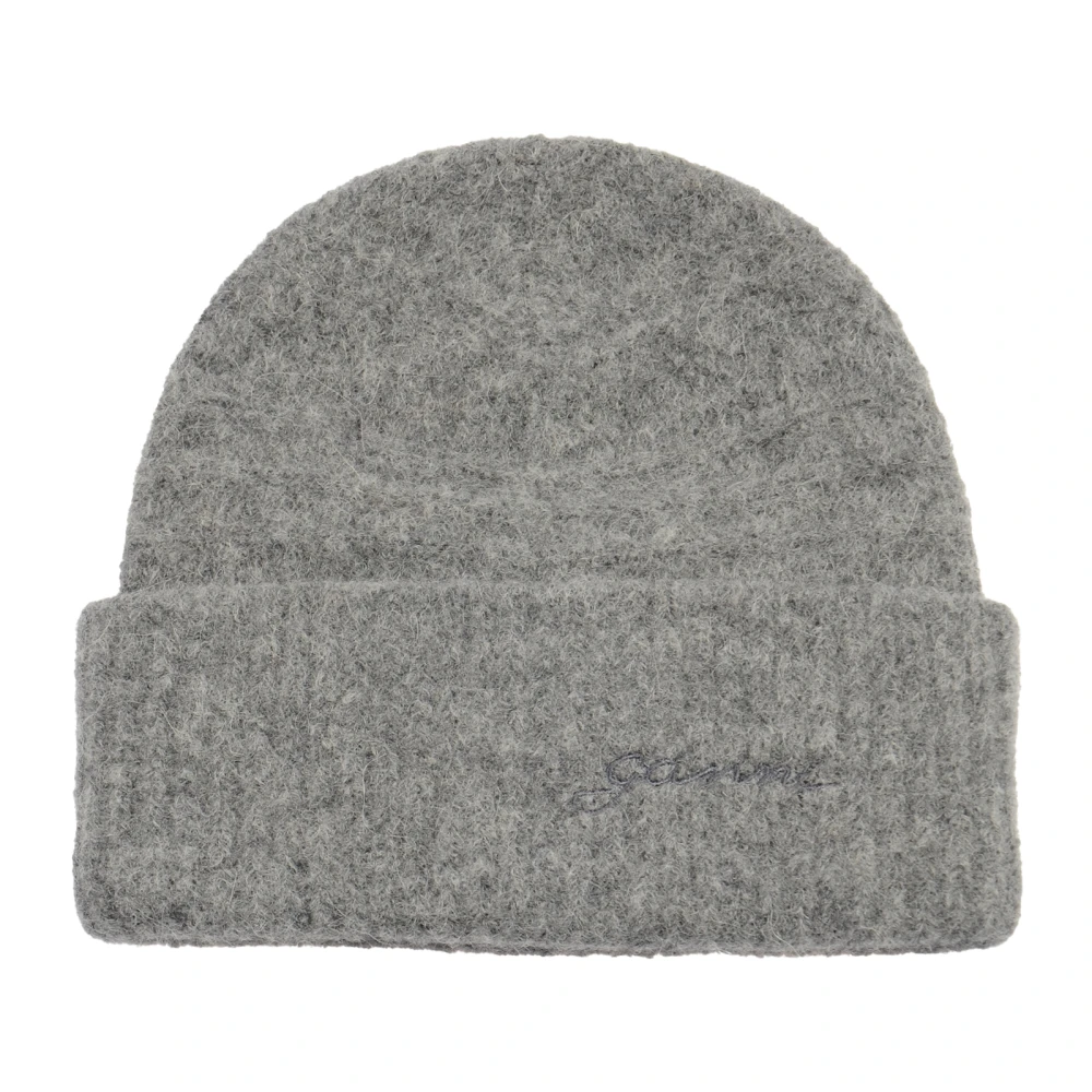 Ganni Wollen Beanie in Grijs Alpaca Merino Gray Dames