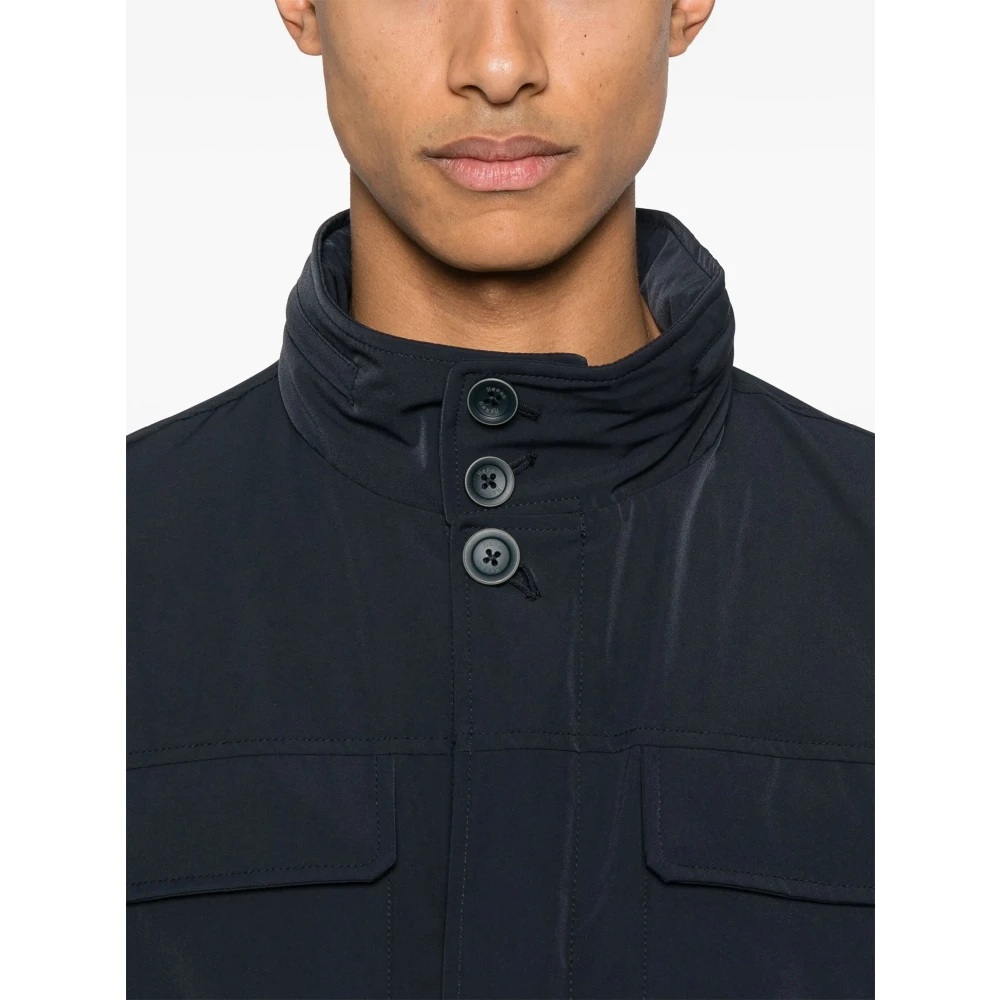 Herno Polyester Rits Voorkant Shirtjas Blue Heren