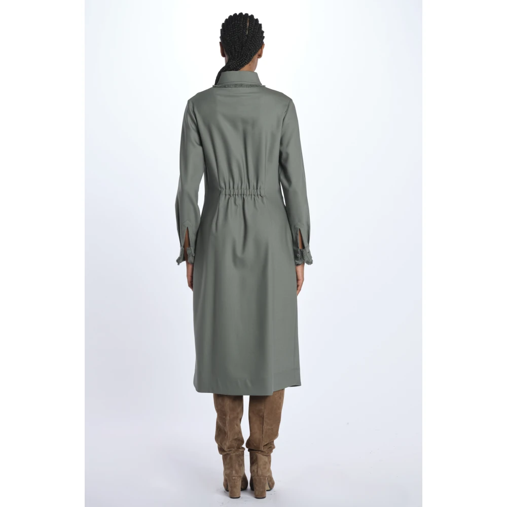Crida Milano Groene Franje Chemisier Jurk Green Dames