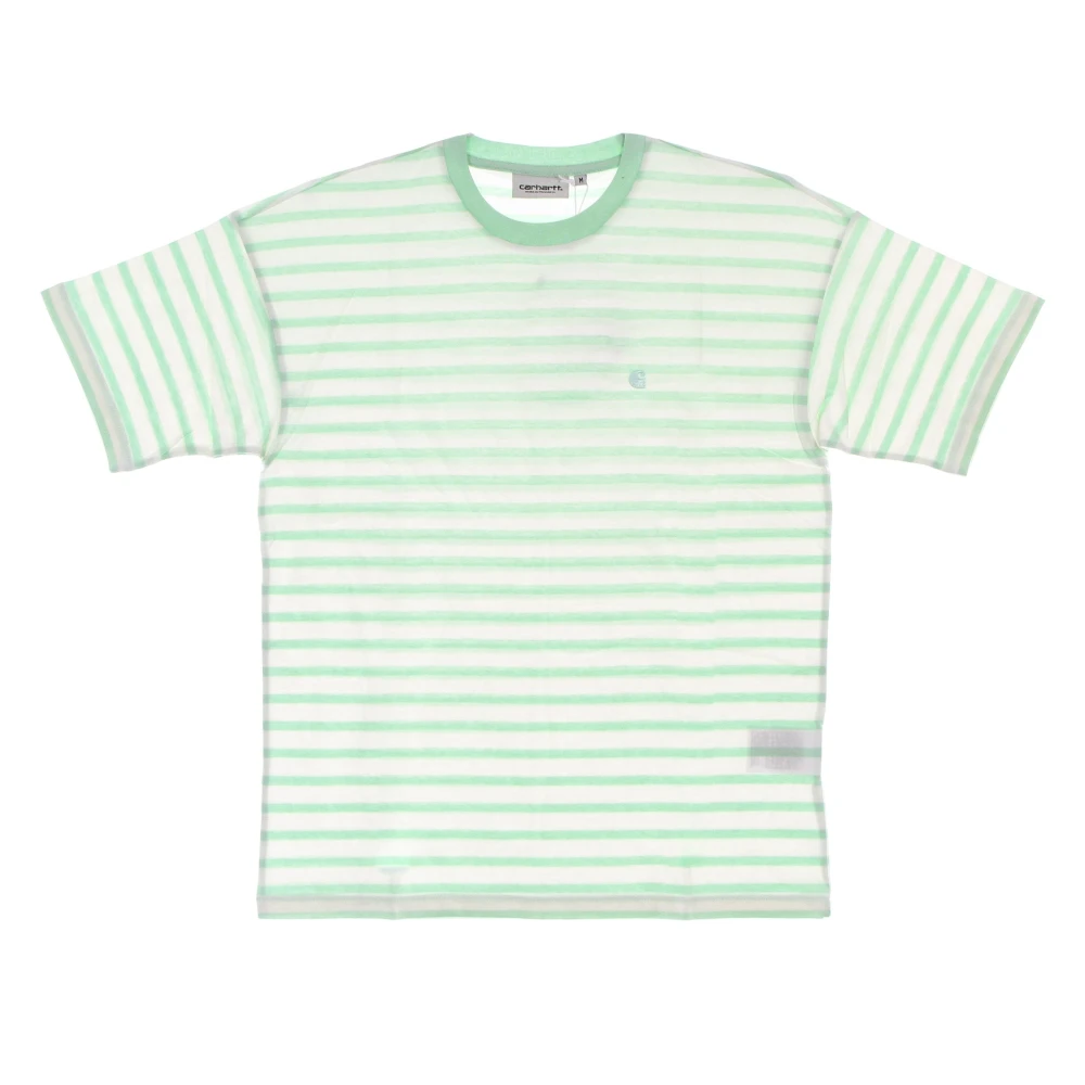 Carhartt WIP Gestreept korte mouwen T-shirt in Mint Green Dames