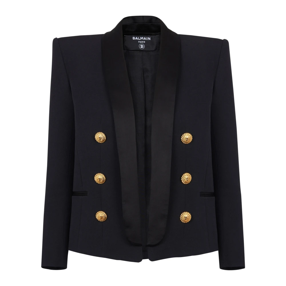 Balmain Rand-tot-rand 6-knoops jas Black Dames