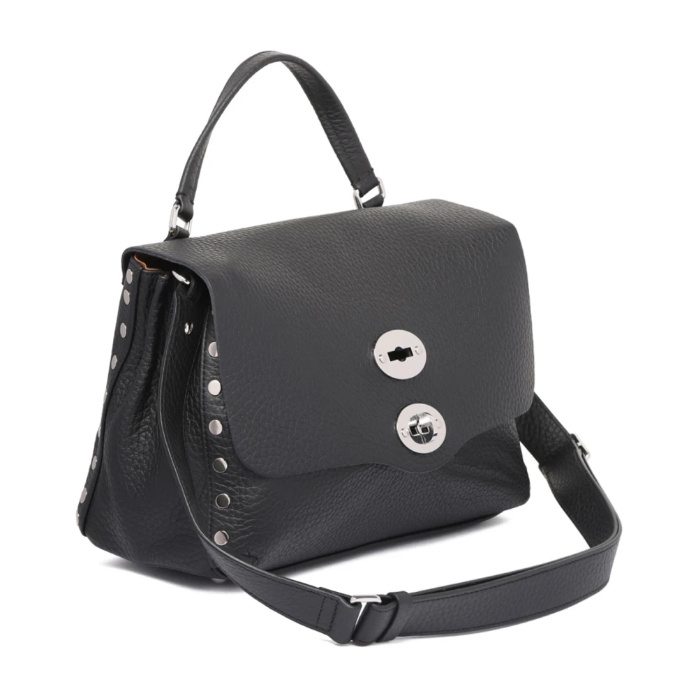 Zanellato Zwarte leren schoudertas Black Dames