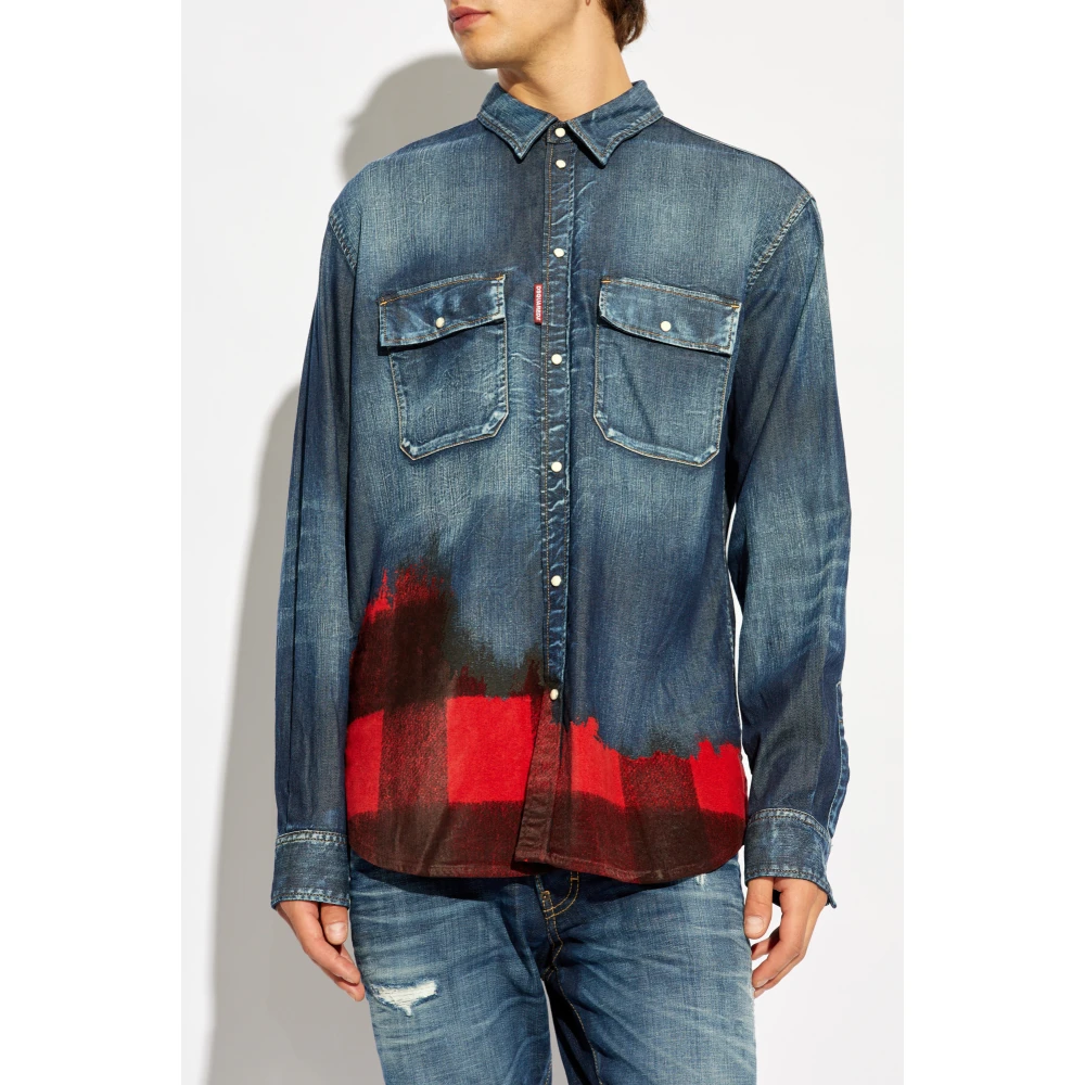 Dsquared2 Gedrukt overhemd Blue Heren