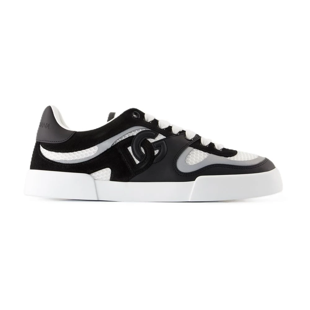 Dolce & Gabbana Uomo Nero Sneakers In Pelle Nera Con Lacci