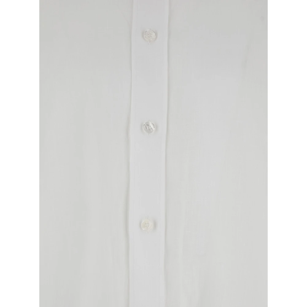 Dolce & Gabbana Witte Linnen Overhemd Klassieke Kraag Korte Mouwen White Heren