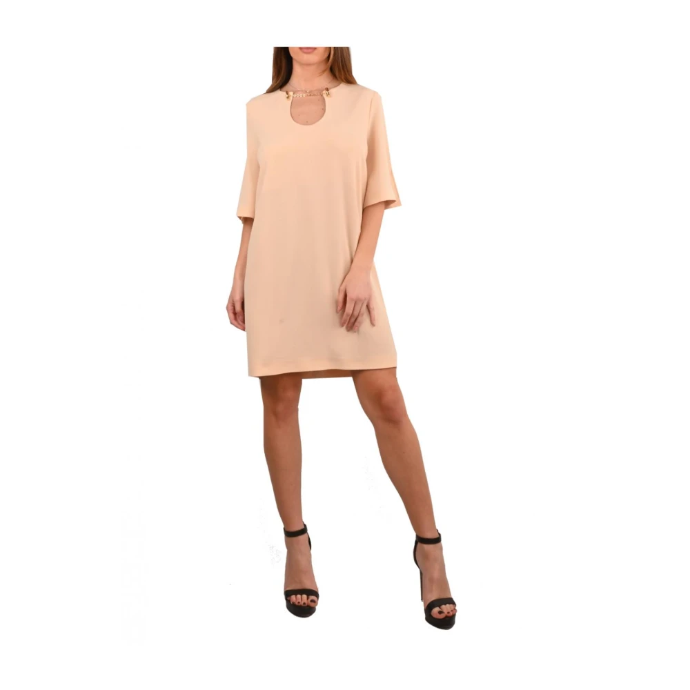 Simona Corsellini Elegante Polyester Jurk met Gouden Ketting Pink Dames