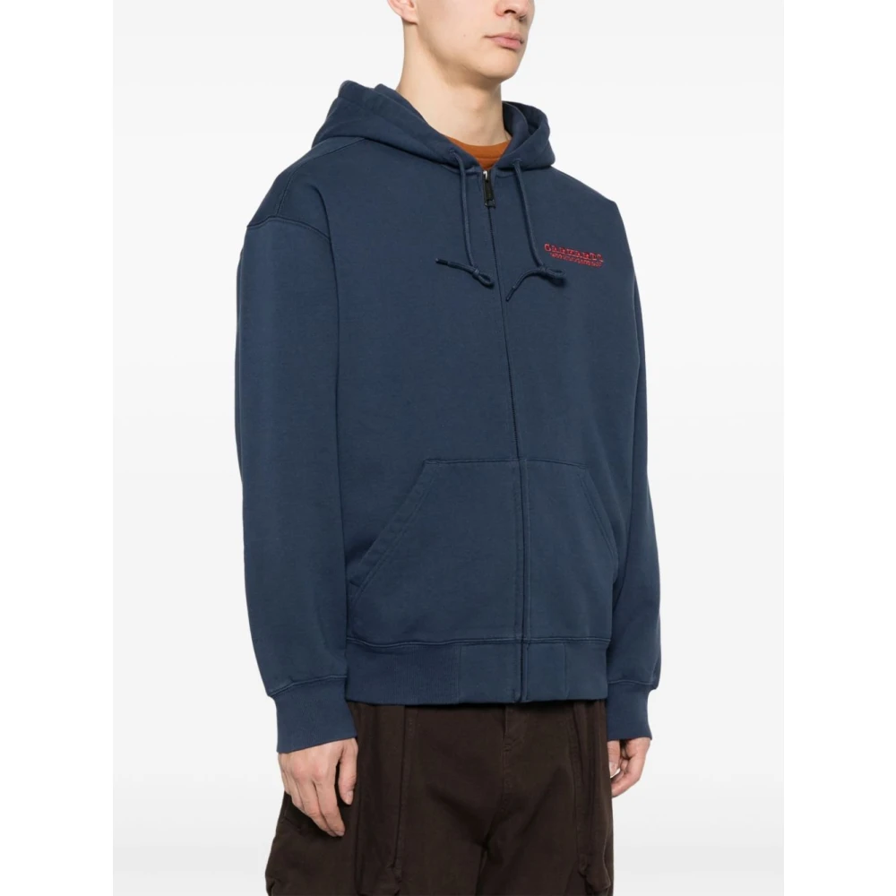Carhartt WIP Blauwe Sweater met Rits en Logo Blue Heren