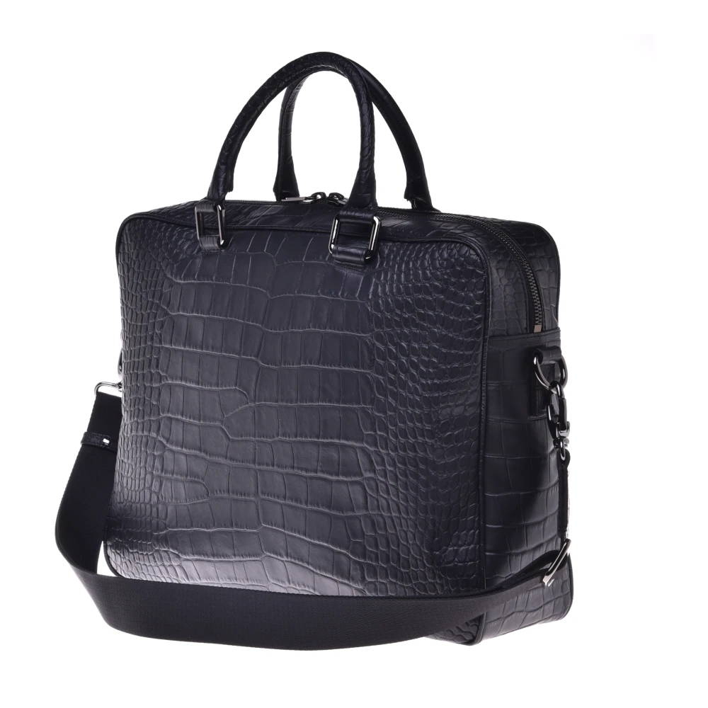 Baldinini Professionele tas met zwarte krokodillenprint Black Heren
