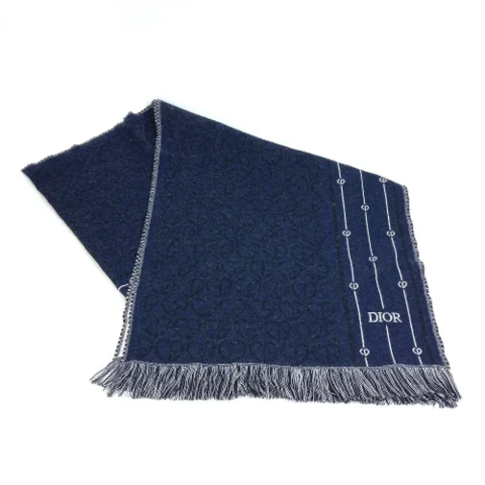 Dior Vintage Pre-owned Wool scarves Blue Dames