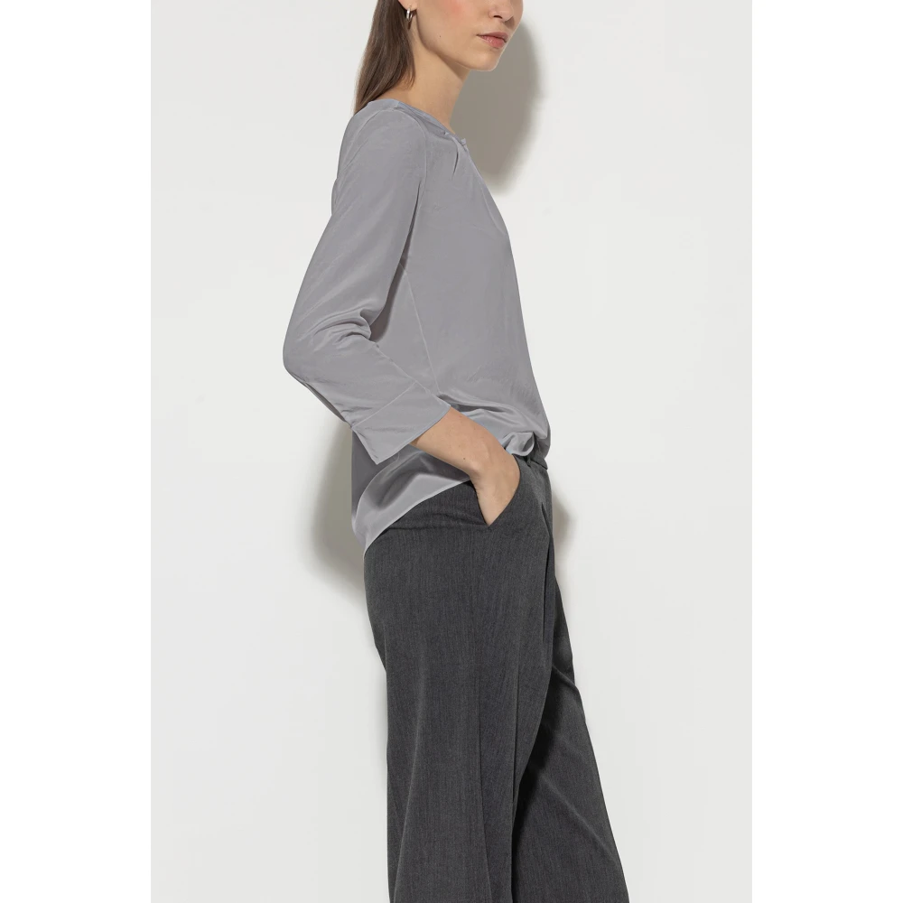 LUISA CERANO Blouse Shirt met Techno-Zijde Knoopsluiting Gray Dames