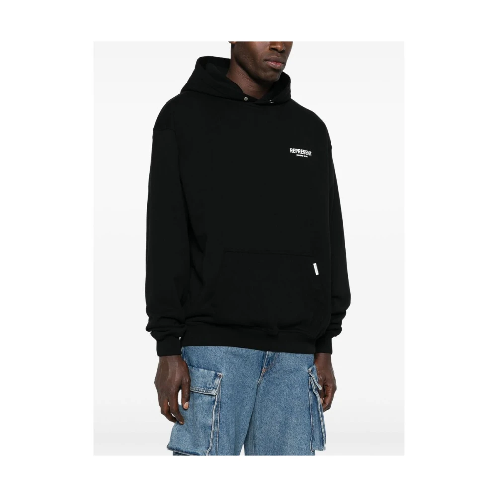 Represent Hooded Logo Sweatshirt Black Heren