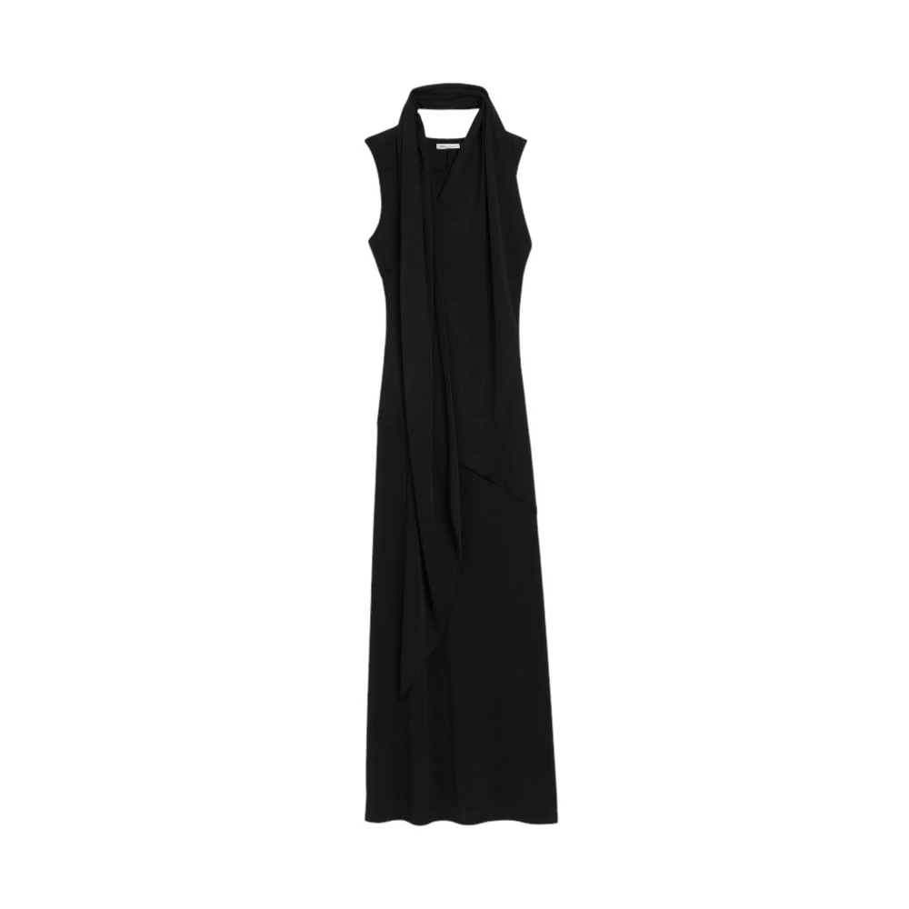 Ami Paris Women's Black Jersey Maxi Lavalière Dress - Maxi Dresses - L - Dresses