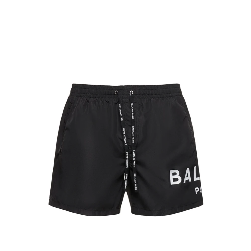 Balmain Logo Tech Zwemshorts in Zwart Black Heren