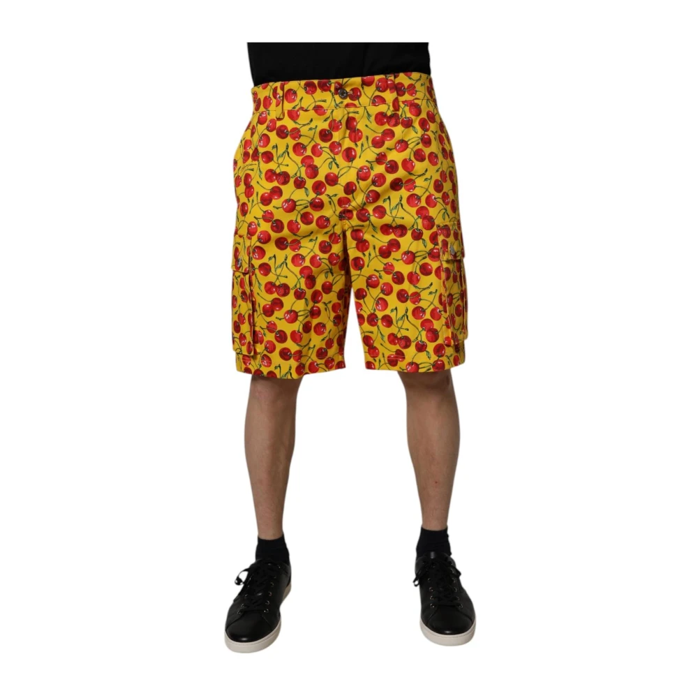 Dolce & Gabbana Hombre Amarillo - Shorts Cargo Con Estampado De Cerezas - Shorts - M