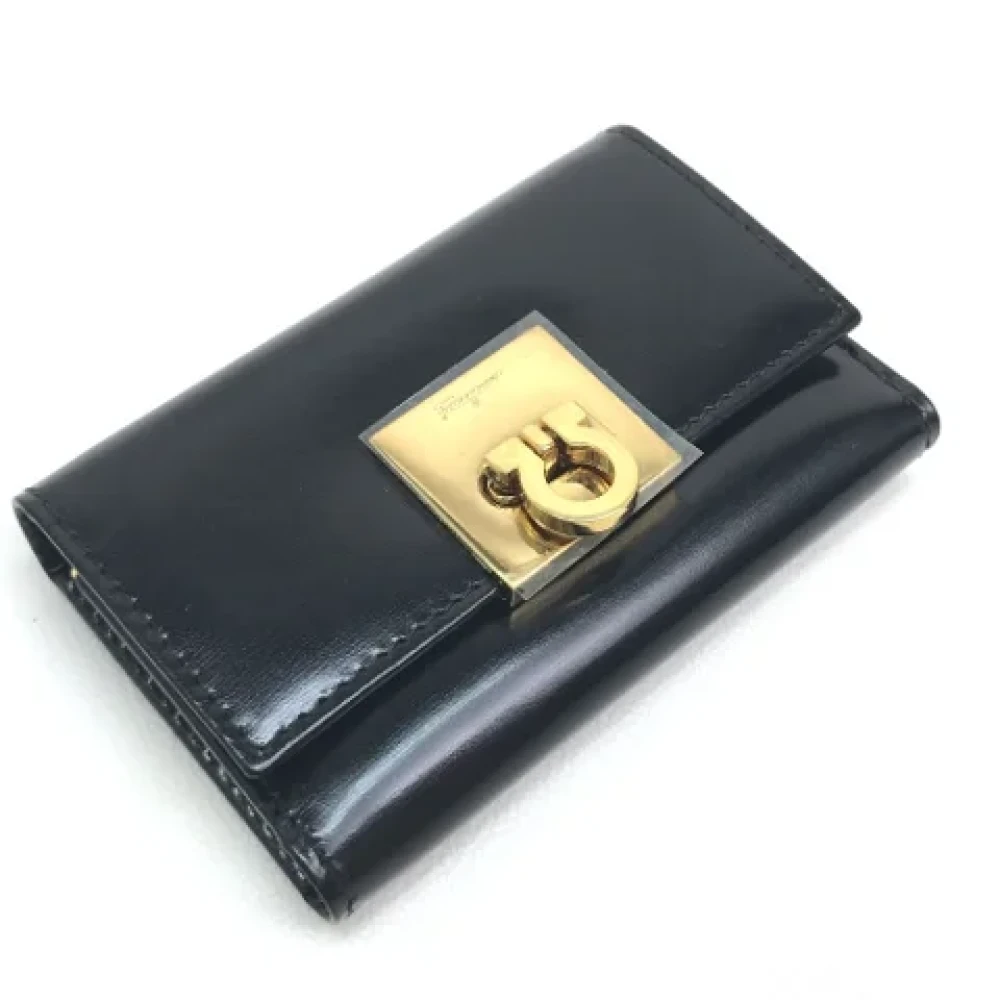 Salvatore Ferragamo Pre-owned Leather key-holders Black Dames