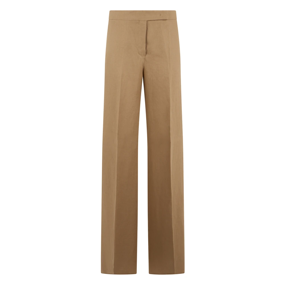 Max Mara Women's Brown Wide Trousers, Xs, Loose Linen Trousers