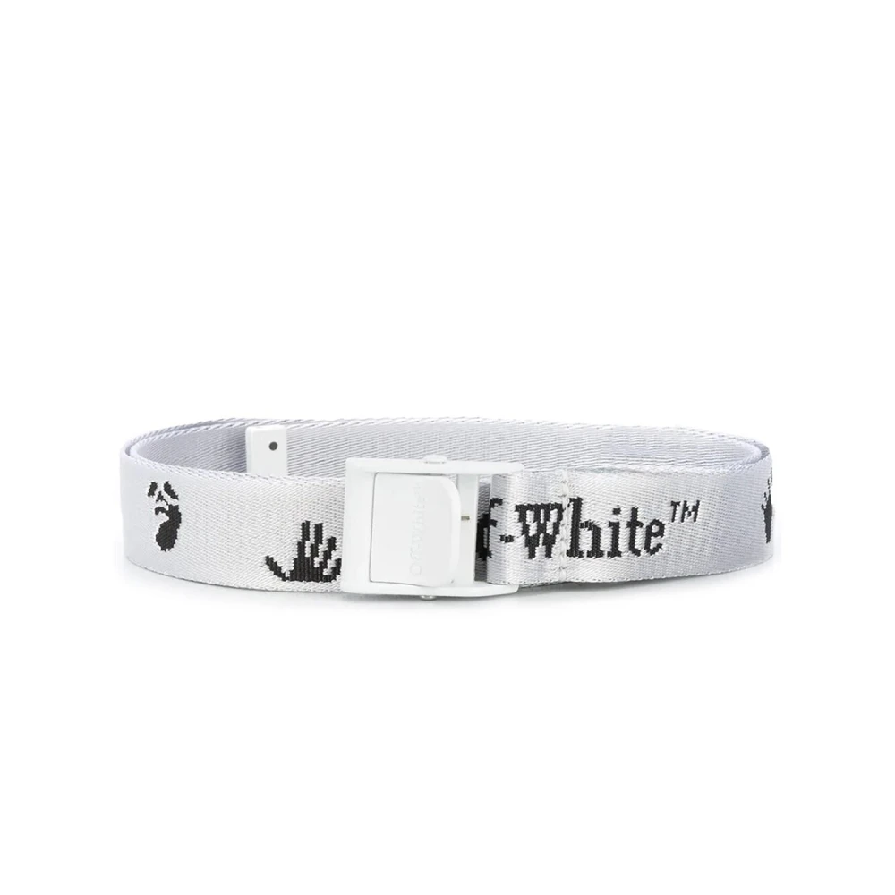 Off White Logo Stoffen Riem voor Mannen White Heren