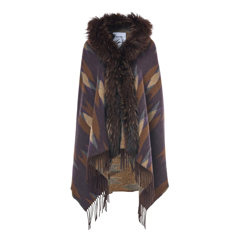 Bazar deluxe Wollen Blend Stijlvolle Jas Brown Dames